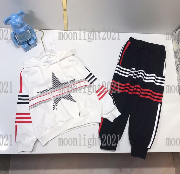 

2022 spring dr white hooded sweater+trousers kids clothing sets cotton boys tracksuits brand children sports sets loose style baby jackets h