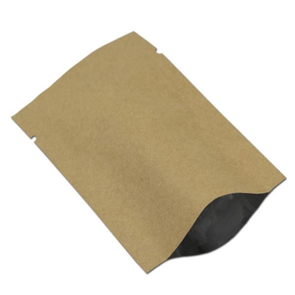 

300 pcs brown kraft paper aluminum foil flat bag open heat seal vacuum pouches packaging tea candy snack pack wmtiui