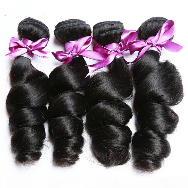 

wondero 1 3 4pcs lot 100% brazilian wd2032bl natural black loose wave 8 to 26inch remy hair extensions