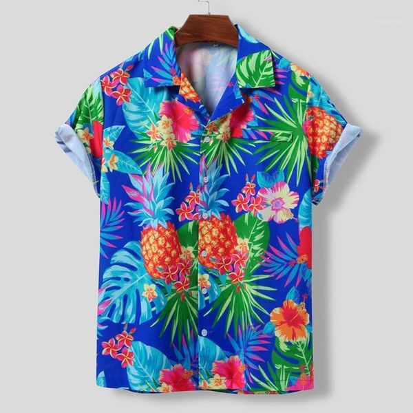 

men's casual shirts feitong hawaiian shirt men ethnic style floral printing short sleeve loose buttons blouse summer camisas1, White;black
