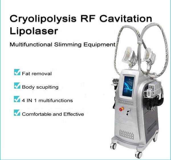 

4 handles cryolipolysis slimming machine 360 angle surrounding cool body fat ing sculpting coldlipolysis vacuum lipo laser ultrasonic, Black;white