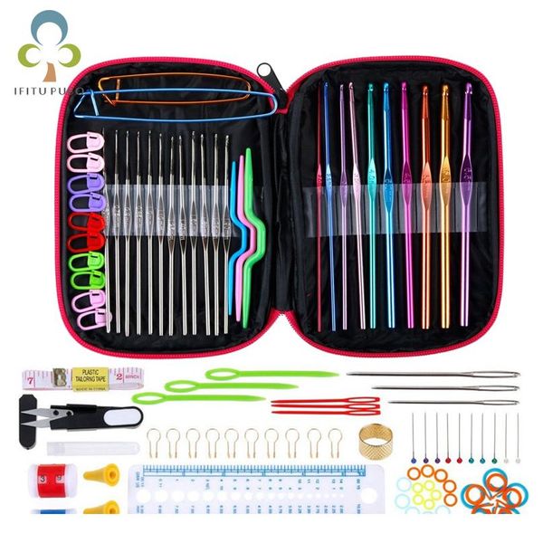 

100pcs/22pcs diy 22 sizes crochet hooks needles stitches knitting craft case crochet agulha set weaving tools sewing t wmtcqr