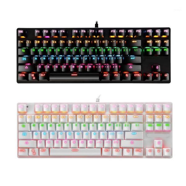 

keyboards rainbow backlit wired gaming keyboard, led 87 keys usb keyboard for windows gamer desk computer1