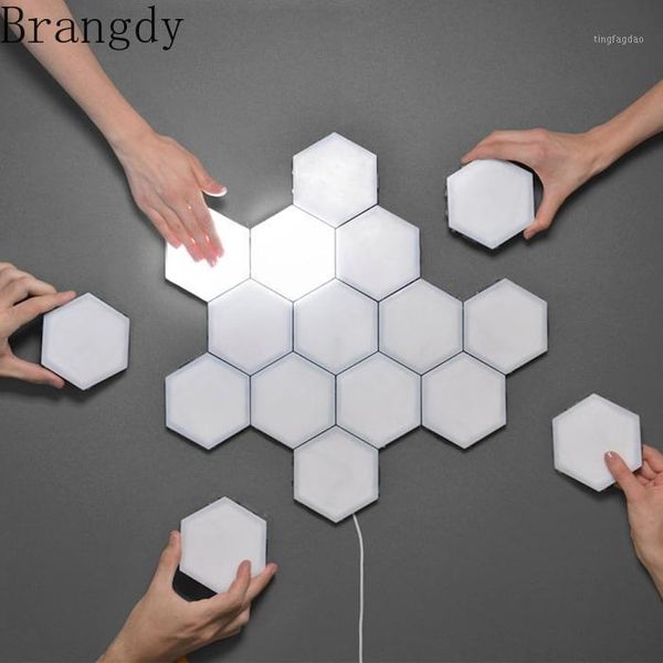 

wall lamp modern touch sensitive lighting hexagonal light quantum lamps modular led night hexagons indoor home decoration lamps1