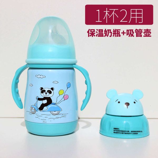 

stainls steel children's straw thermos cup cartoon baby kettle with handle