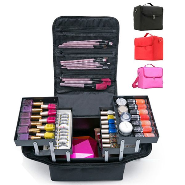 

make up bag hand-held large capacity multi-layer manicure hairdressing embroidery tool kit cosmetics storage case toiletry bag c1223
