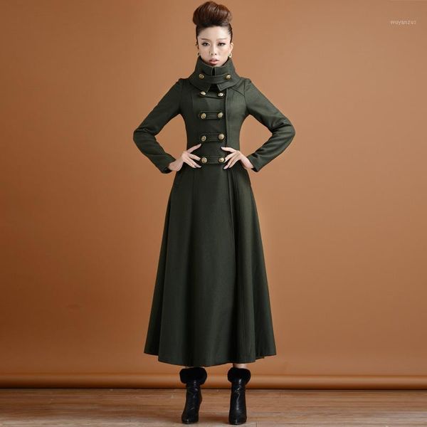 

double breasted woolen coat female style winter plus size thick women high collar was thin long cashmere outerwear 3xl1, Black