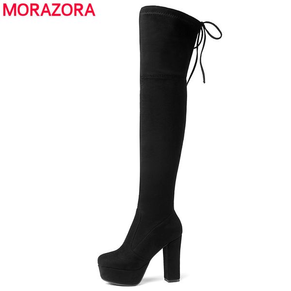

size 34-43 new 2020 over the knee boots women faux suede thigh high boots platform stretch slim ladies women's winter boots c1011, Black;white