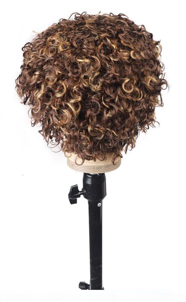 

ishow short wigs brazilian virgin hair 4 27 big curl ombre color curly human hair wigs with bangs colored curly bangs 8inch, Black;brown