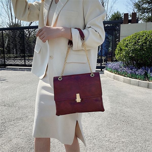 

fashion exquisite shopping bag female hasp handbag retro solid leather crossbody bag casual square chain trunks