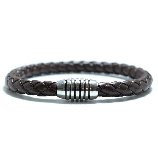 

simple genuine leather bracelet 3 color antique magnetic leather braslet for men viking armband jewelry pulseira masculina, Golden;silver