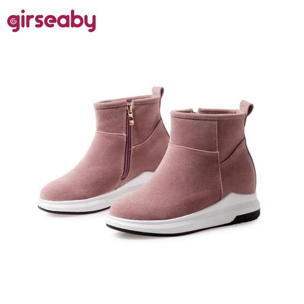 

girseaby winter women snow boots women keep warm ankle boots flat platform woman laides girl shoes botas mujer, Black