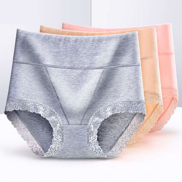 

lace women's underwear mid high waist pure color seamless belly closed breathable cotton briefs, Black;white