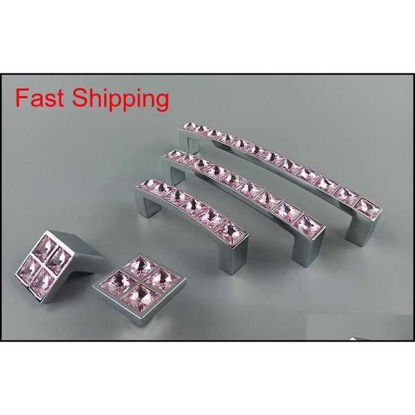

crystal glass series diamond pink furniture handles door knobs dresser drawer wardrobe kitchen cabinets cupboard pull qylxyu toys2010