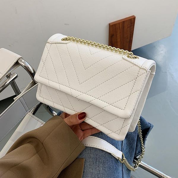 

french fashion retro diamond embroidered thread square bag underarm bag & elegant shoulder messenger width 21cm