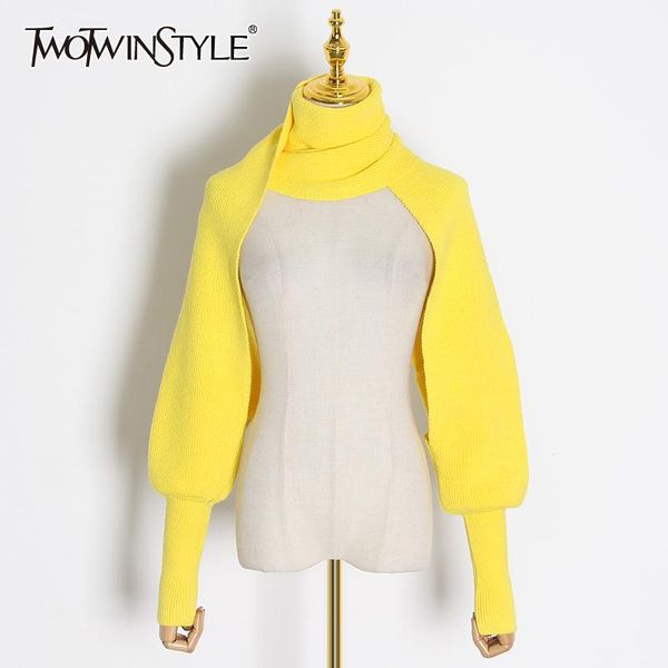 

twotwinstyle casual knitting scarves for women solid sleeve bib shawl cape elasticity women scarf accessories 2020 fashion tide, Blue;gray