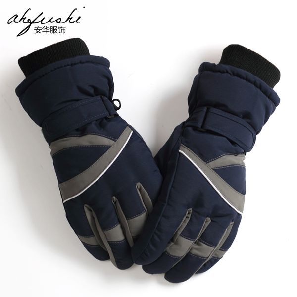 

cotton gloves for men' winter warm cold proof, outdoor skiing cycling, windproof, waterproof and antiskid, Blue;gray
