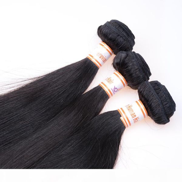

brazilian hair weft peruvian virgin hair straight 100% unprocessed virgin remy human hair cambodian weaving bundles 4pcs raw machine w, Black