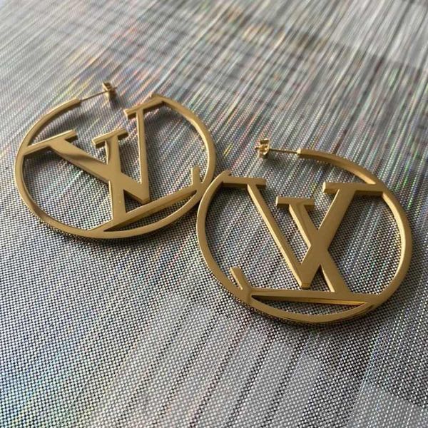 

big size fashion design ear studs hip hop earrings titanium steel earrings 3 colors gold plated hoop for women jewelry wholesale, Golden;silver