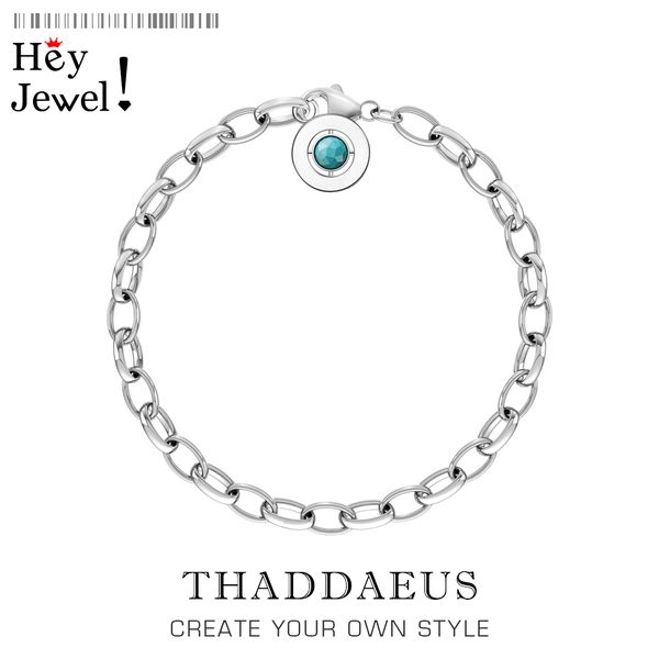 

blue link chain charm bracelets,2019 autumn 925 sterling sliver gift for women men,thomas style jewelry,fashion accessorie club 1028, Black