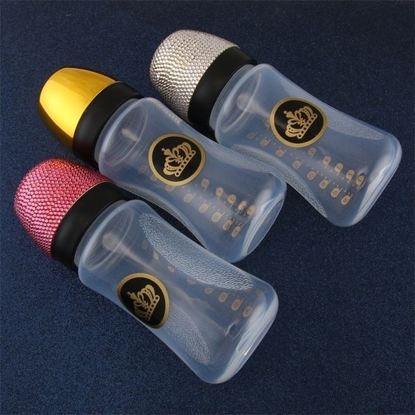 Biberon di lusso con diamanti Bling Bling da 240 ml Biberon in PP a collo largo BPA Set regalo perfetto per bambini LJ200831