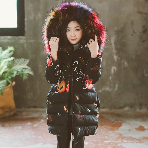 

new girl winter cotton-padded children's fashion coat kids outerwear baby's warm down jacket children clothing 3-12 years, Blue;gray