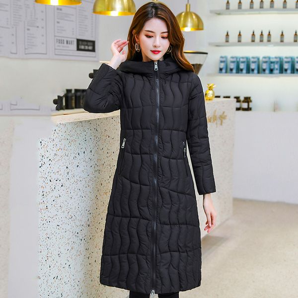 

winter solid jacket women long thick parkas hooded oversized cotton padded office ladies outwear warm coat doudoune femme hiver