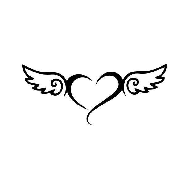 

6.9x16.5cm heart angel wings creative rear windshield decals car sticker c25-0964