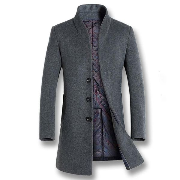

nice fashion slim fit business casual jackets men winter autumn thick woolen jackets coats hombre male casual coat, Black