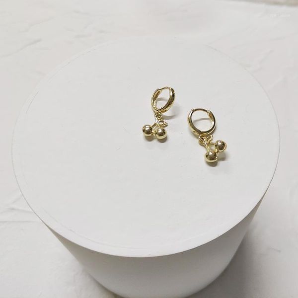 

peri'sbox 12mm hoop gold color cherry earrings beads geometric earrings for women small charm minimalist hoops 20201, Golden;silver