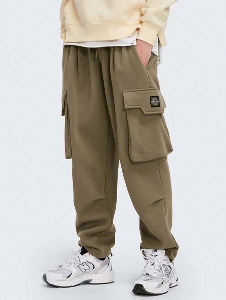 

men tie waist patch detail cargo pants q9sc#, Black