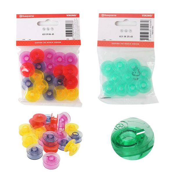 

10pcs green plastic sewing machine bobbins set #4131825-45 for husqvarna viking white with thread hole #4131984-45, Black