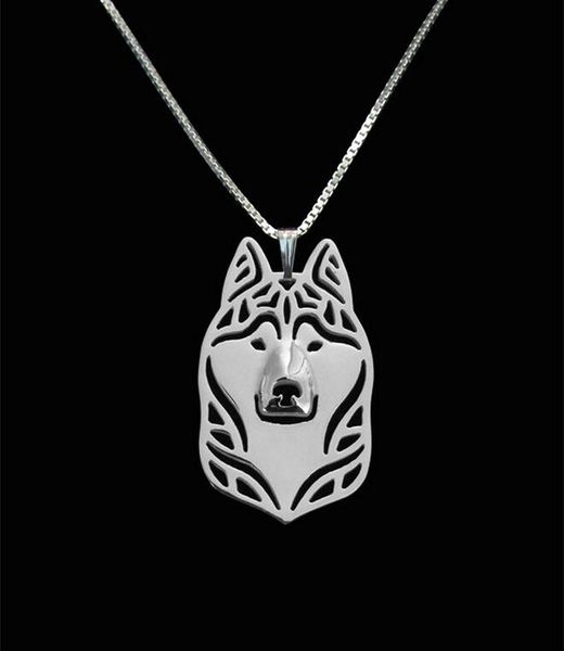 

pendant necklaces drop -siberian husky necklace, Silver
