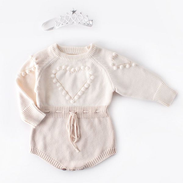 

spring autumn baby girls rompers baby clothes long sleeve loving heart knit rompers infant girls rompers 201028, Blue