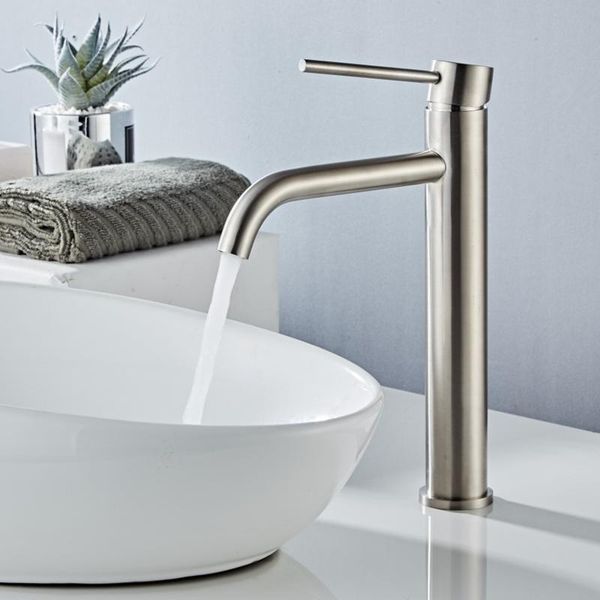 

bathroom faucet mixer basin taps sink waterfall wash basin tap brass 304 stainless steel and cold water single handle tap