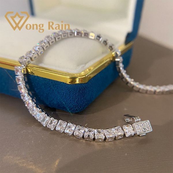 

wong rain 925 sterling silver created moissanite gemstone bangle charm wedding bracelet fine jewelry wholesale drop shipping