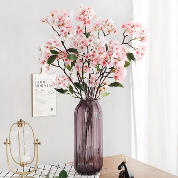 

long stem tree branch artificial rose flowers silk+plastic flores for autumn home wedding decorations christmas decor1