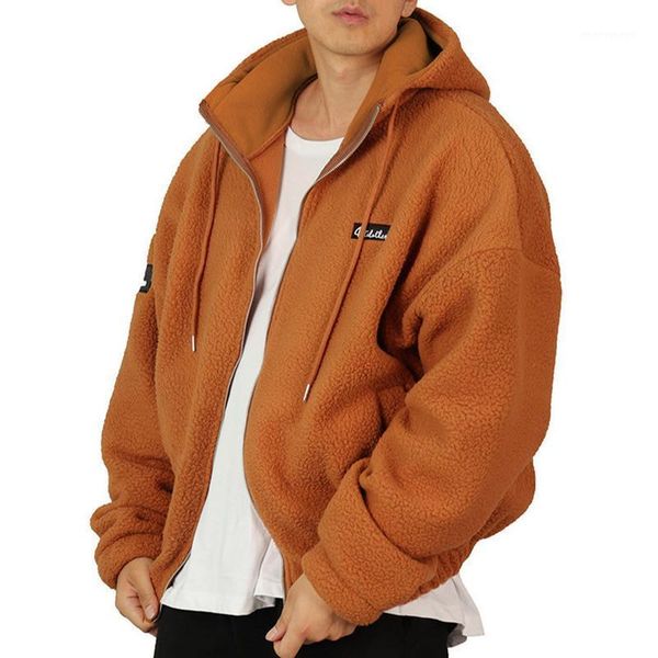 

autumn winter new men brand hoodies fashion casual loose jacket male gyms fitness hooded sweatshirts sportswear wool clothing1, Black