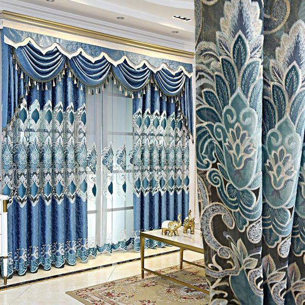 

curtain & drapes european style curtains for living dining room bedroom luxury embroidered tulle finished product customization