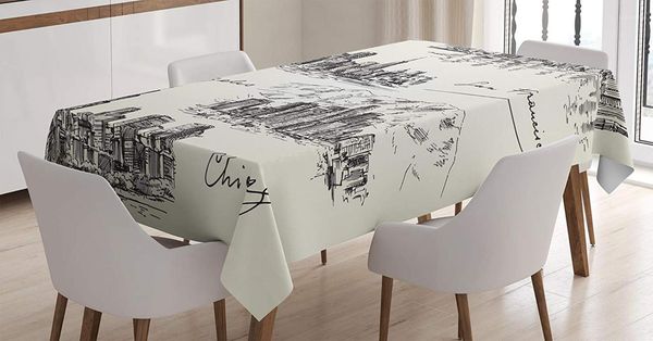 

apartment decor tablecloth american cities skylines metropolis architecture sketch style dining room kitchen table cover1