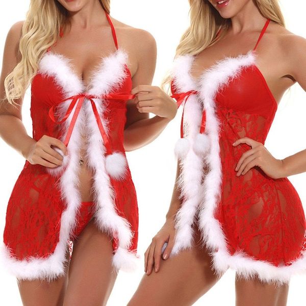 

christmas lingerie women pajamas babydoll sleepwear ladies red fancy costumes lady erotic underwear sets, Black;white