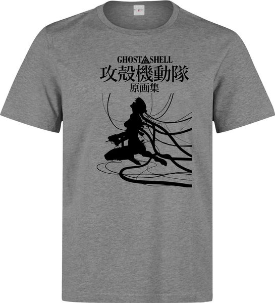 

sport 2019 new summer men fashion ghost in the shell anime black artwork manga japan stylish men t shirt grey tee shirt