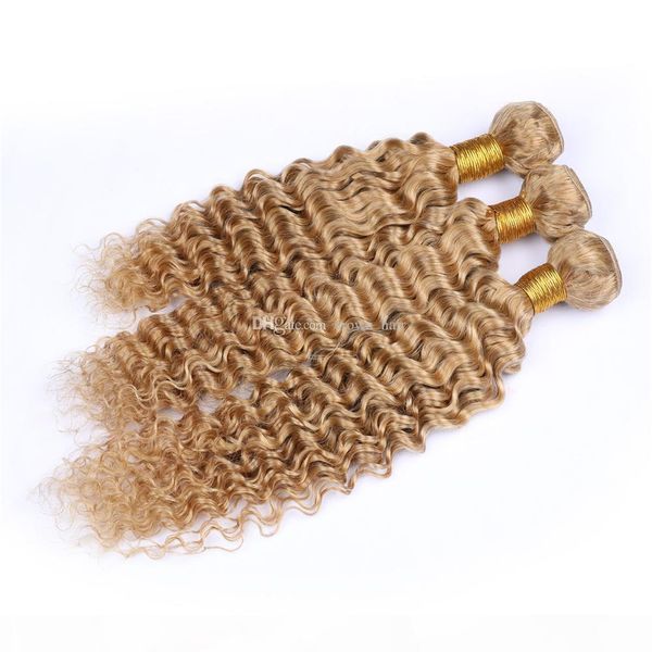 

популярная продажа глубокая волна бразильского виргинские человеческих волос strawberry blonde 27 волос уток deep завитые 3bundles 10-30 дюй, Black