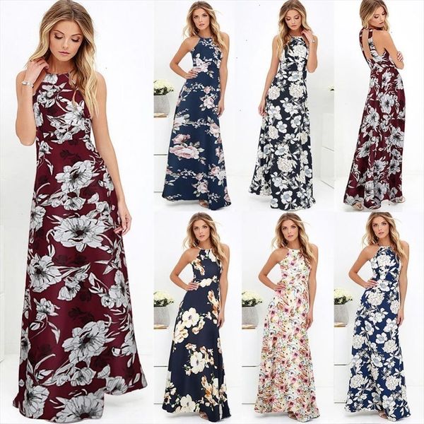 

long maxi dress summer dresses women floral print boho dress plus size sleeveless beach holiday slip female designer clothes, Black;gray