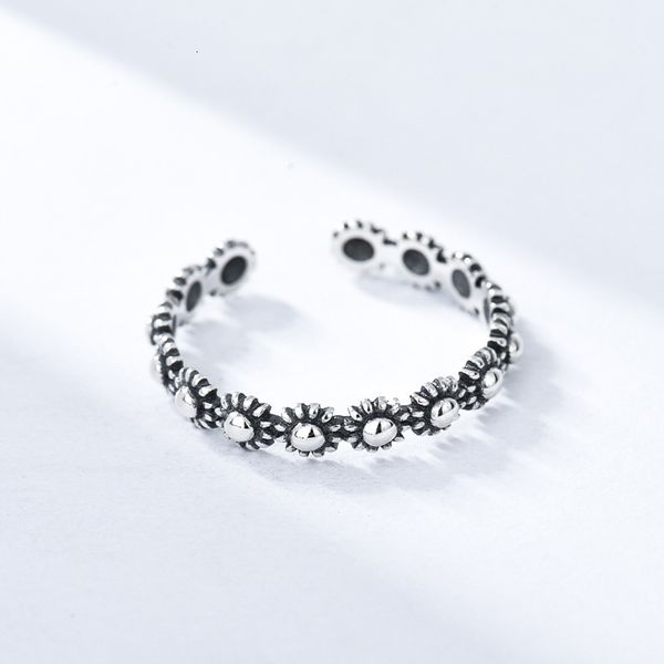 

new creative flower women's 925 sterling silver personalized old japanese and korean style index finger ring