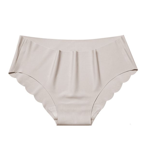 

1pc seamless briefs ultra-thin traceless trimming ruffles soft underwear women's panties plus size, Black;pink