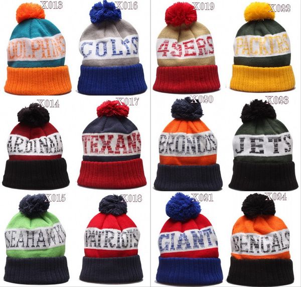 

2020 football city pom beanie premium embroidered patch winter soft thick beanie skully hat winter knit sideline caps, Blue;gray