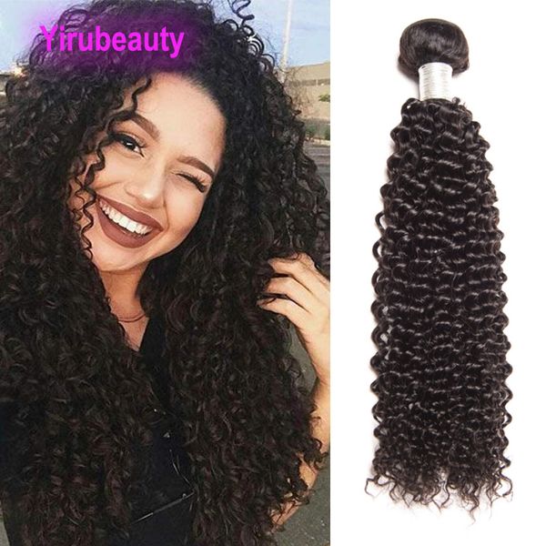 Peruvian Kinky Curly 1 Bundle Campione di capelli umani al 100% Epacket Estensioni dei capelli vergini ricci Trame di capelli indiani One Piece Colore naturale 8-28 pollici