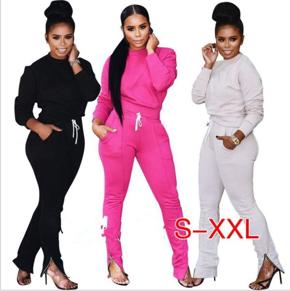 

2020 tracksuit women two piece set and track pants leggings bodycon 2 piece sweatsuit, White
