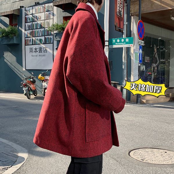 

male autumn 2021 thin new winter knob coat lapel youth wear dfwt, Tan;black